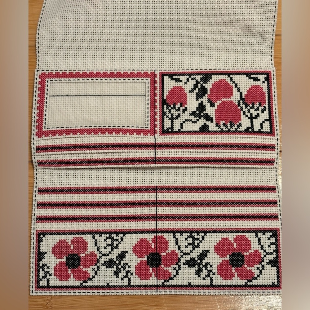 Needlepoint Wallet Floral Handmade Cross Stitch Boho Cottagecore - Picture 4 of 7